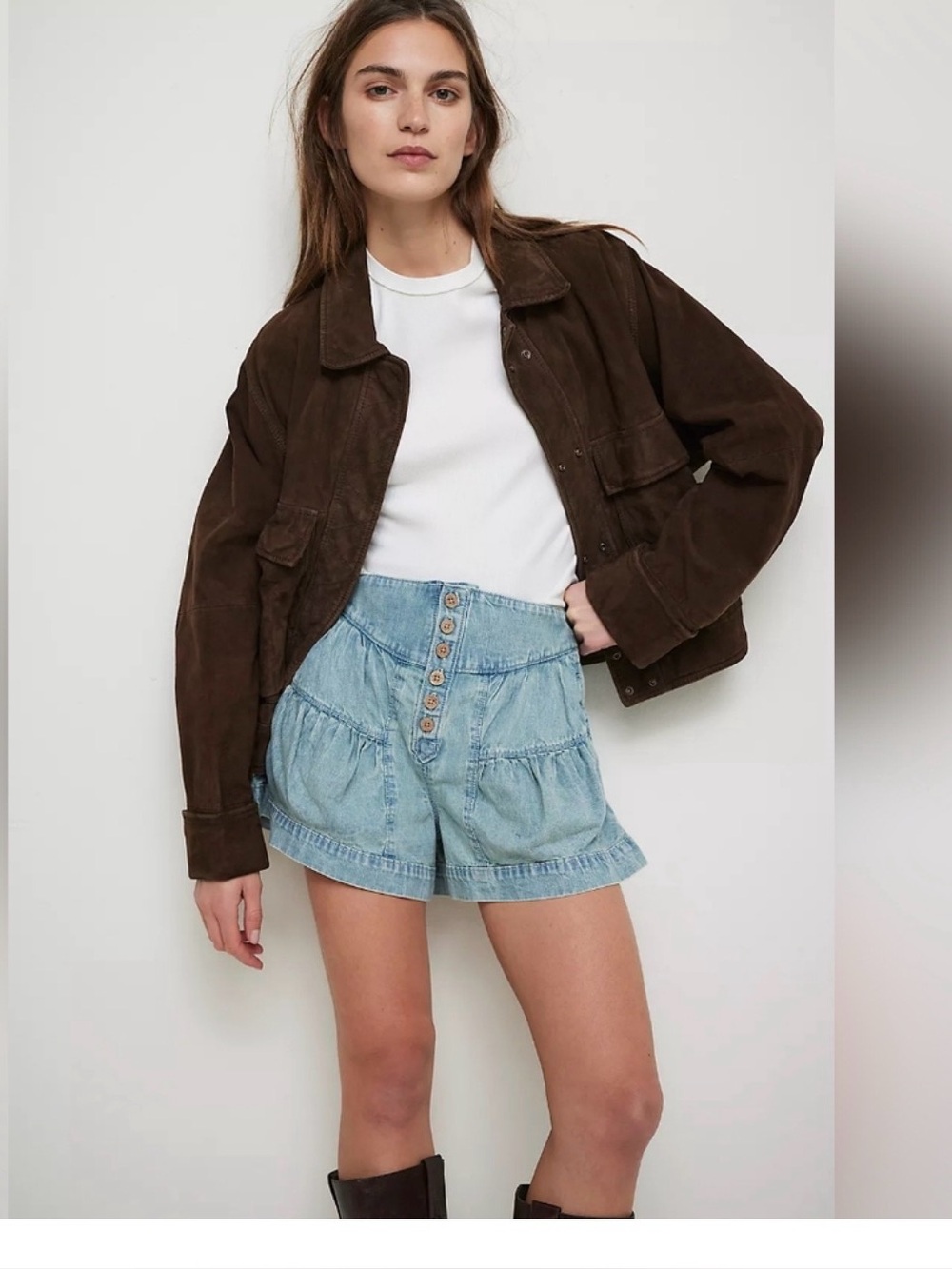 NWT Free People We The Free Fleur Denim Shorts Color: Belle Blue Size M